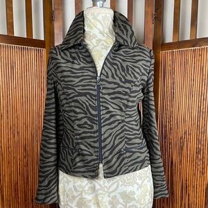 Amanda Smith Green/Black Animal Print Women's Jacket Size 8